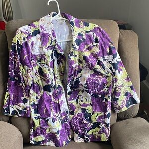 CJ Banks Purple and Green Floral Jacket